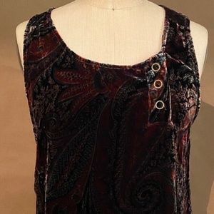 Winter Kate velvet paisley sleeveless tank top NWT small